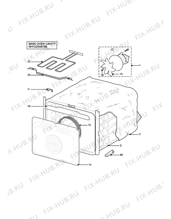 Взрыв-схема плиты (духовки) Tricity Bendix SIE250W (PRINCE) - Схема узла H10 Main Oven Cavity (large)